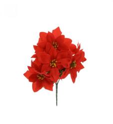 Selyemvirág mikulásvirág csokor 30CM 7fej piros (VTA481)