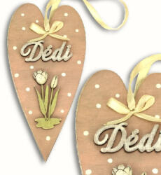 Anyák napi díszített szív "Dédi" - Bézs - csinaldmagadshop