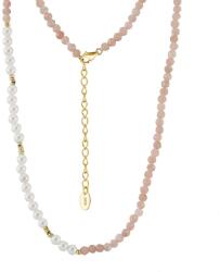 BeSpecial Colier argint 925 placat cu aur 14K cu perle si opal natural (CRR03)