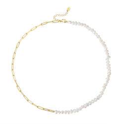 BeSpecial Colier argint 925 placat cu aur 14K cu perle naturale (CRR48)