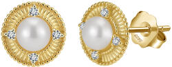 BeSpecial Cercei argint 925 placati cu aur 14K cu perle naturale si zirconiu (ERR05)