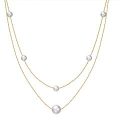 BeSpecial Colier argint 925 placat cu aur 14K cu perle naturale (CRR39)