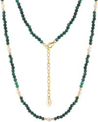 BeSpecial Colier argint 925 placat cu aur 14K cu perle naturale si malachit natural (CRR31)