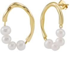 BeSpecial Cercei argint 925 placati cu aur 14K cu perle naturale (ERR13)