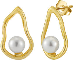 BeSpecial Cercei argint 925 placati cu aur 14K cu perle naturale (ERR29)