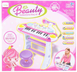 AS Instrument muzical pianina electronica malplay cu scaun si microfon 45 cm inaltime roz