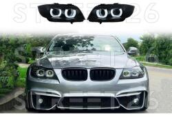 Tuning - Specials Faruri Xenon U-Led 3D Dual Halo Rims compatibil cu BMW Seria 3 E90 E91 LCI (2008-2011) Negru (6548)