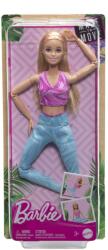 Mattel Papusa Barbie Made To Move Blonda cu Top Mov (MTHRH27) Papusa Barbie