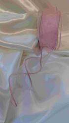  organza szalag drótos széllel (3, 8 cm * 10 m) rózsaszín