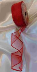  organza szalag drótos széllel (3, 8 cm * 10 m) piros