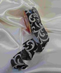  Inda mintás textil szalag , drótos széllel (3, 8 cm * 10 m), fekete