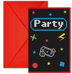 Procos Set de 6 invitații de petrecere cu tematică de gamer, cu plicuri incluse (93778)