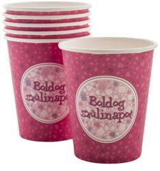  Pohár, papír, Boldog Születésnapot, rózsaszín