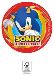  Papírtányér - 8 db, 20 cm, Sonic A Sündisznó: Sega
