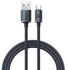 Baseus CRYSTAL SHINE adatkábel (USB - Type-C, 100W, PD gyorstöltő, 200cm, cipőfűző) FEKETECAJY000501 (121938)
