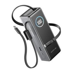 EcoFlow RAPID Powerbank (25 000 mAh, 170 W) 2×100 W beépített USB-C kábel - ezüst (1ECORAP25000-100-EU)