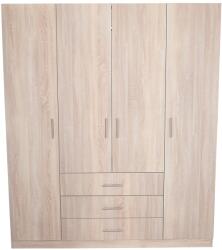Nefmob Design Nefmob Missouri gardrób, 190x160x50cm, 4 ajtó, 3 fiók, 6 polc, 1 akasztórúd, Sonoma szín