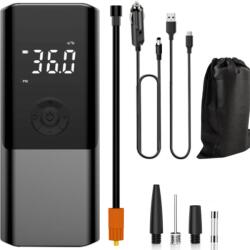 Vittalist Hordozható Autókompresszor VITTALIST Fast Air, Intelligens Elektromos Pumpa, Multifunkcionális, 6000mAh Akkumulátor, Power Bank Funkcióval, Autó-, Motor-, Kerékpárgumikhoz, Labdákhoz, Matracokhoz, Fek