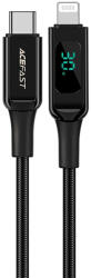 ACEFAST C6-01 adatkábel Type-C - Lightning, Gyors töltés, 3A, LED kijelző, 1.2m - Fekete