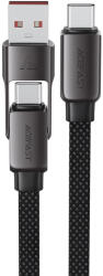 ACEFAST Type-C to USB Gyors Töltés Adatkábel (C13-05), Type-C, 60W, 3A, Hajlításálló, Rövid Kialakítás, 0.2m - Fekete