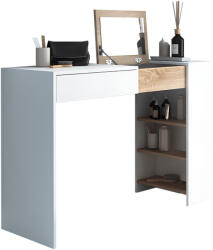 Tempo Fésülködőasztal/íróasztal, fehér/tölgy sonoma, ELIS - pepita