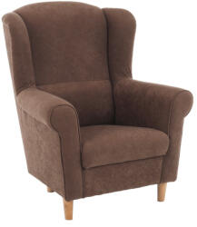 TEMPO KONDELA Füles fotel, barna szövet, CHARLOT - pepita