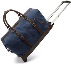 Quasar & Co Utazótáska, Quasar & Co, troller típusú, duffle, 57x39x25 cm, oxford/műbőr, kék