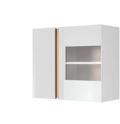 Tempo Fali vitrines szekrény 96, fehér/tölgy grandson/magasfényű fehér, CITY