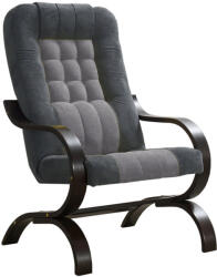 TEMPO KONDELA Fotel, világosszürke/sötétszürke/dió, GURU - pepita