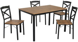 TEMPO KONDELA Étkezőgarnitúra 1+4, sötét tölgy/fekete, HAIM
