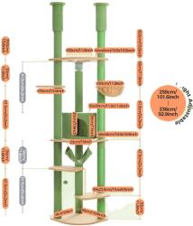  Padlótól mennyezetig érő macskafa, fa szerkezet, állítható magasságú, AMT0119GN-a, XL