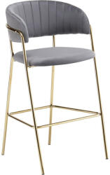 Tempo Design bárszék, szürkésbarna Velvet szövet/gold króm arany, DASMIN TYP 2 - pepita