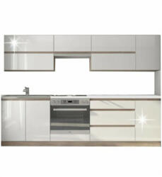 TEMPO KONDELA Konyhabútor, sonoma tölgy/fehér magasfényű HG, LINE NEW - pepita