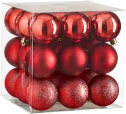LAALU díszkészlet: vegyes kerek piros díszek 6 cm, 27 db (LAU-6227)