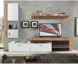 TEMPO KONDELA Nappali fal/szekrénysor, wotan tölgy/fehér, ALUBA - pepita