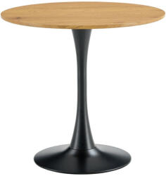 TEMPO KONDELA Étkezőasztal, tölgy/fekete, átmérő 80 cm, REVENTON NEW - pepita