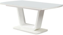 TEMPO KONDELA Kihúzható étkezőasztal, fényes fehér, 160-200x90 cm, OLAV - pepita