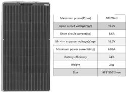 Napelem, nagy hatékonyságú, rugalmas kialakítás, 100 W 16, 5 V fekete
