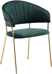 TEMPO KONDELA Design étkezőszék, sötétzöld Velvet szövet/gold króm arany, DASMIN TYP 1 - pepita