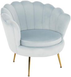 TEMPO KONDELA Fotel Art-deco stílusban, szürke-kék Velvet anyag/gold chróm-arany, NOBLIN