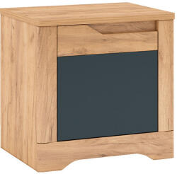 TEMPO KONDELA Éjjeli szekrény, tölgy craft arany/grafit szürke, balos, FIDEL X1