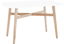 TEMPO KONDELA Étkezőasztal, fehér/természetes fa, 120x80 cm, CYRUS 2 NEW - pepita