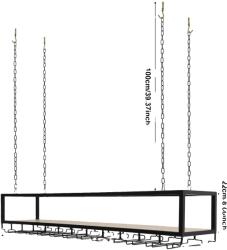  Függesztett borosüveg polc, állítható kivitel, erős mennyezeti rögzítés, fekete
