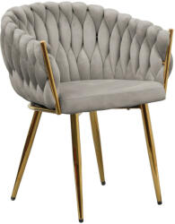 TEMPO KONDELA Étkezőszék, szürkésbarna Taupe Velvet szövet/gold króm arany, DEILA
