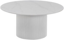 TEMPO KONDELA Dohányzóasztal, fehér márvány/MDF, átmérő 80 cm, MAHIR TYP 1
