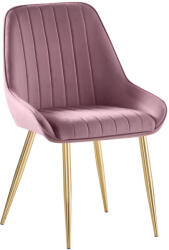 TEMPO KONDELA Étkezőszék, rózsaszín Velvet anyag/gold króm-arany, PERLIA