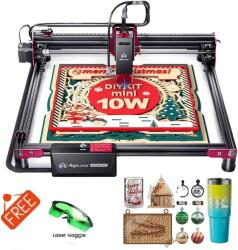  Lézergravírozó, 10 W-os kimenet, mobilalkalmazás-vezérlés, DIY KIT MINI 10 W