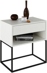 TEMPO KONDELA Éjjeliszekrény/kisasztal, fehér/fekete, ARTI TYP 2