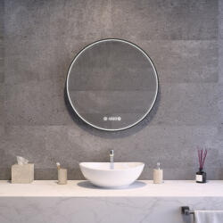 Welland Type-4 LED tükör - fényerő + színhőfok állítás + páramentesítő + óra - Ø 60 cm