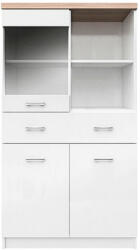 Tempo Vitrines szekrény 2D1W1S/80, fehér/tölgy sonoma, TOPTY TYP 02